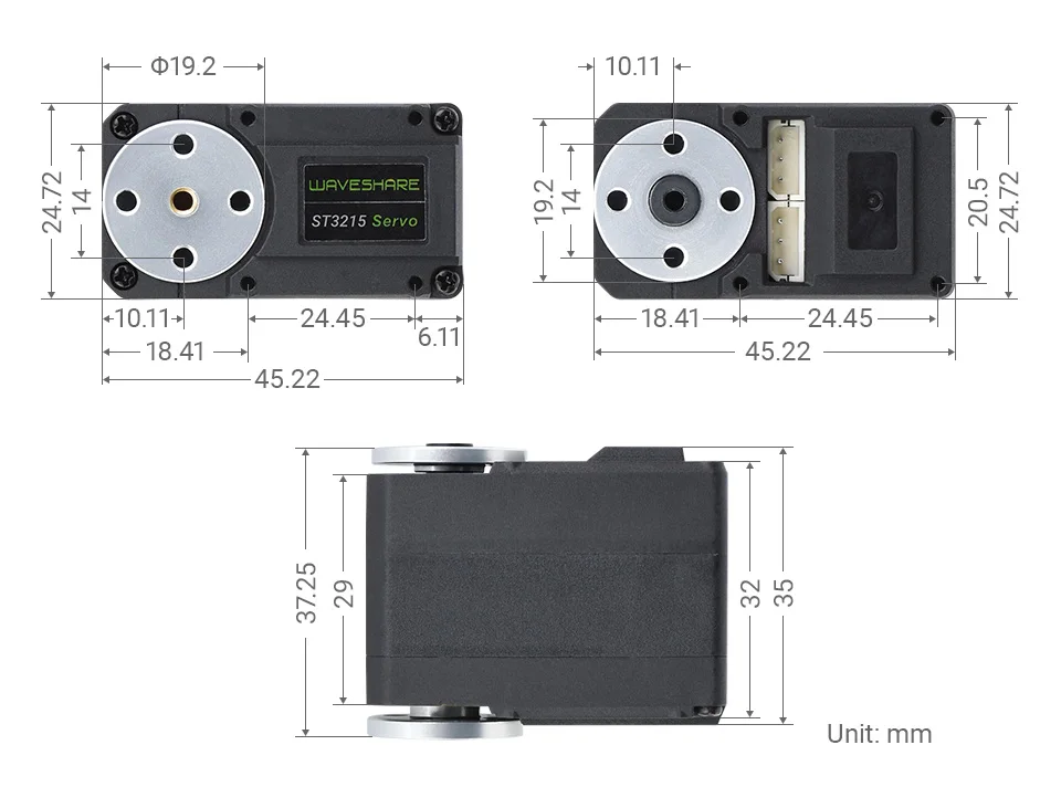 Waveshare 30KG Serial Bus Servo RC High Precision Torque Programmable 360° Magnetic Encoder ST3215 12V Two-Way Feedback Servos