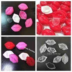 50Pcs unique clear red pink lip shaped cream jar empty lipstick case skin care cute mouth lip balm container makeup jars 5g 10g