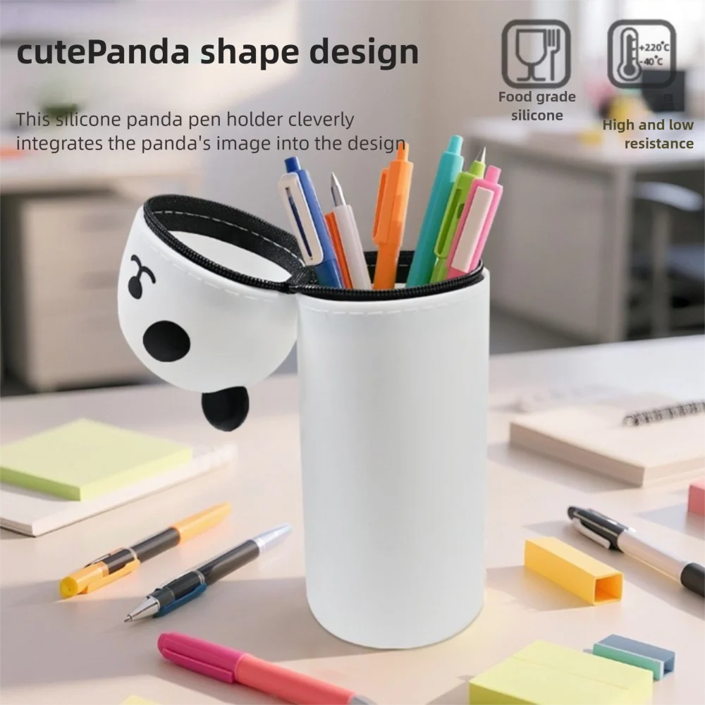 Cute Foldable Pencil Case Silicone Animal Shape Stationery Organizer Dirt Resistant Rabbit Panda Pen Container for Students
