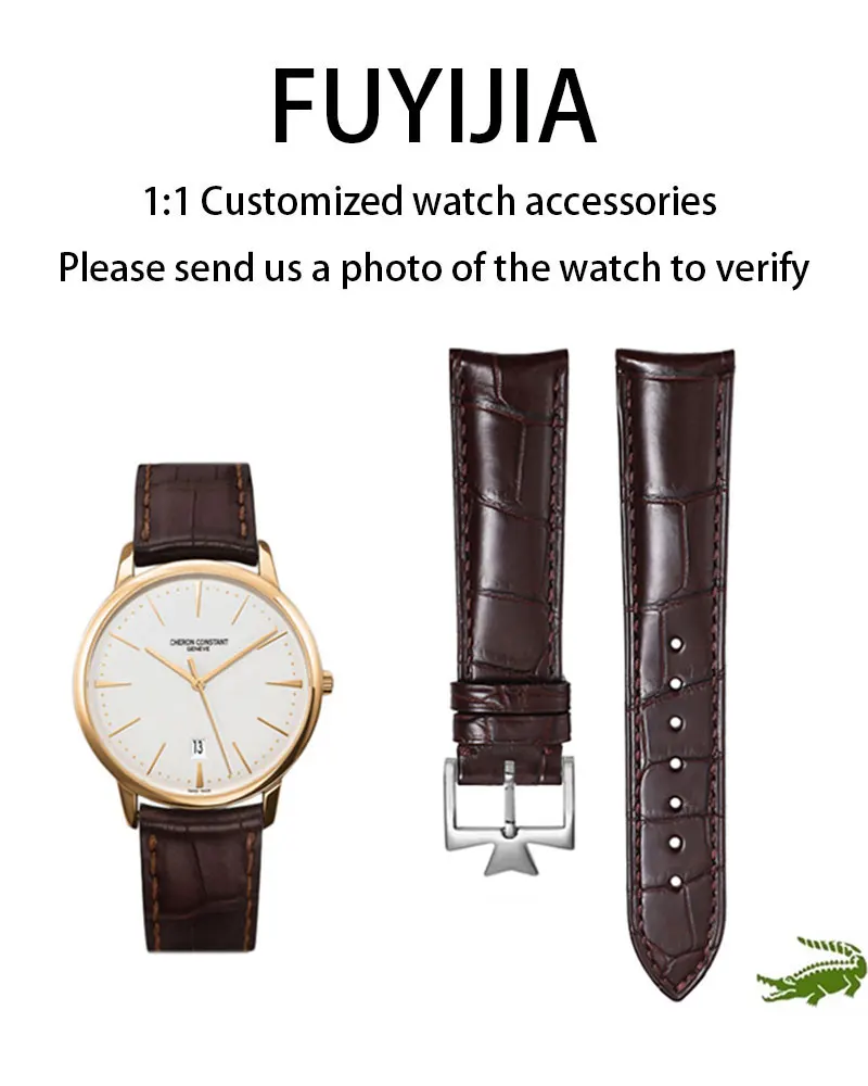 

FUYIJIA Custom V-acheron C-onstantin Original Watchbands Curved Interface Crocodile Skin Strap Pin Buckle/Butterfly Buckle Belt