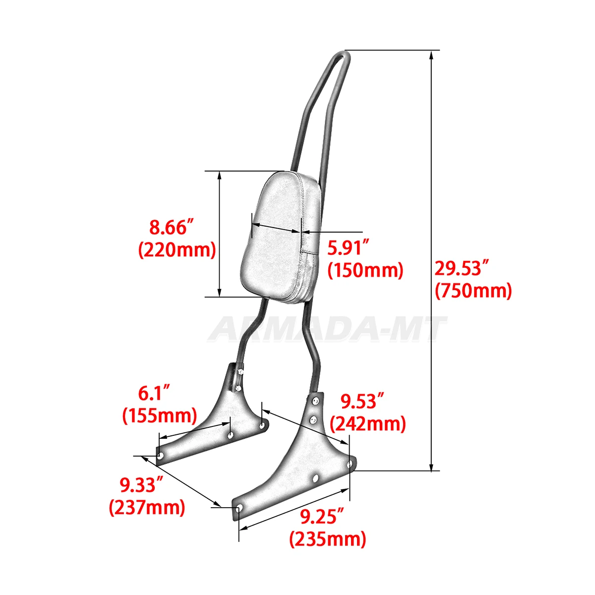Rear Backrest Sissy Bar For Harley Davidson Heritage Softail FXSTC FLSTC Springer FLSTS Fat Boy EFI FLSTF Fatboy FLSTSC Chrome