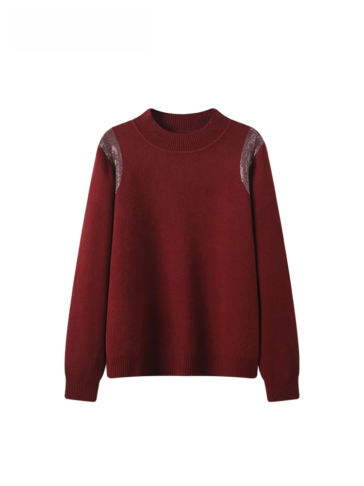

Red Knitted Long Sve round Ne Knitwear for plus Size Women Early Spring Faionable Retro Sle Korean Sle Commute Wear