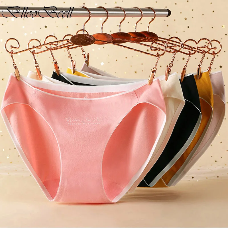 

5pcs Sexy Cotton Panties Plus Size Low Waist Briefs Women's Underwear Solid Color Female Bikini Triangle Underpants Lingerie