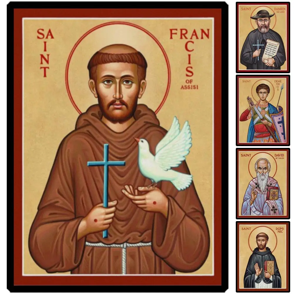 St Francis of Assisi Icon Patron of Animals HD Canvas Print Byzantine Catholic Orthodox Art for Home Altar Garden Chapel Gift