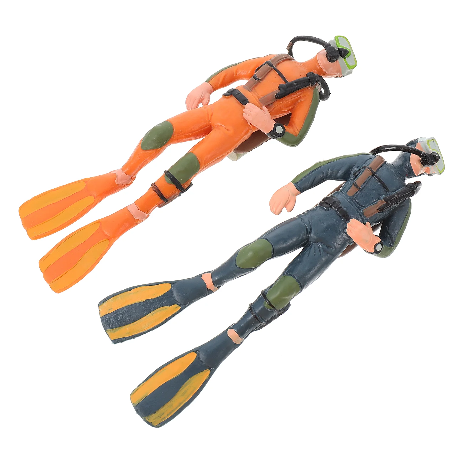 

2 Pcs Diver Model Home Decor PVC Ornament Underwater Explorer Figure Scene Layout Landscape Desktop Decoration Simulation