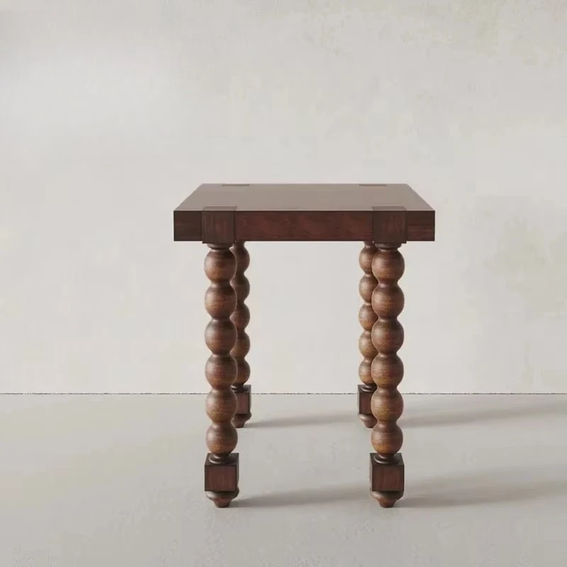 Modern hotel simple country square brown coffee corner table Nordic living room classic design sofa wooden bedside table