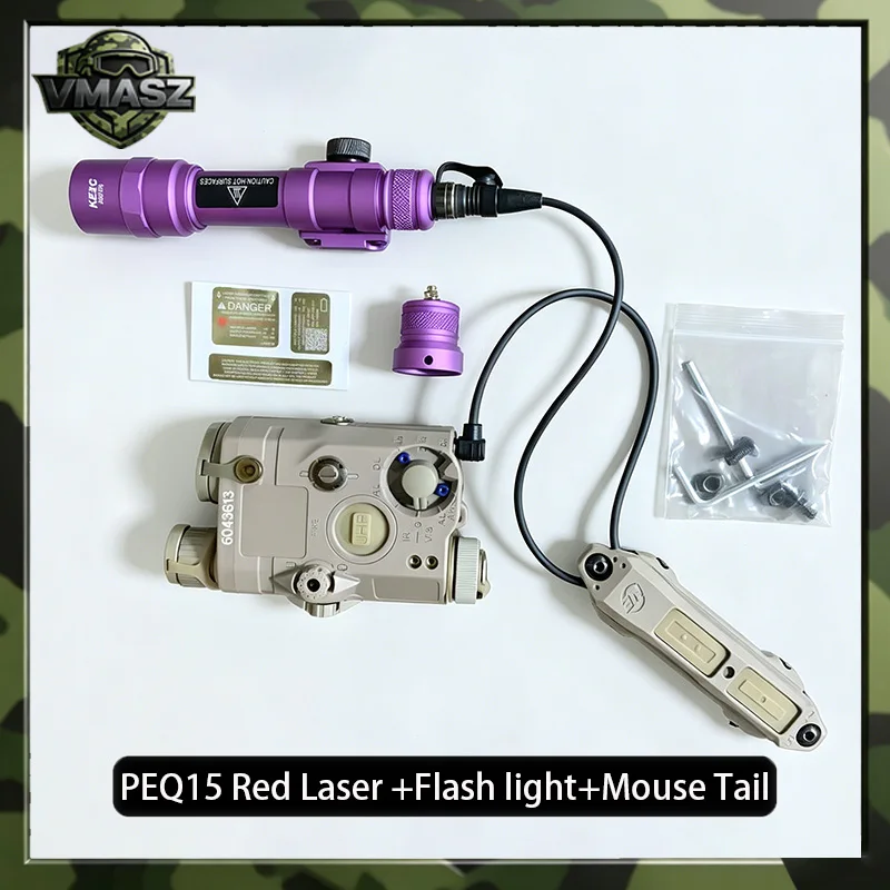 

PEQ15 Red Laser Sight Dual Control Rat Tail Switch Compatible with M600B Multi-Color Tactical Flashlight PEQ15 Laser Pointer