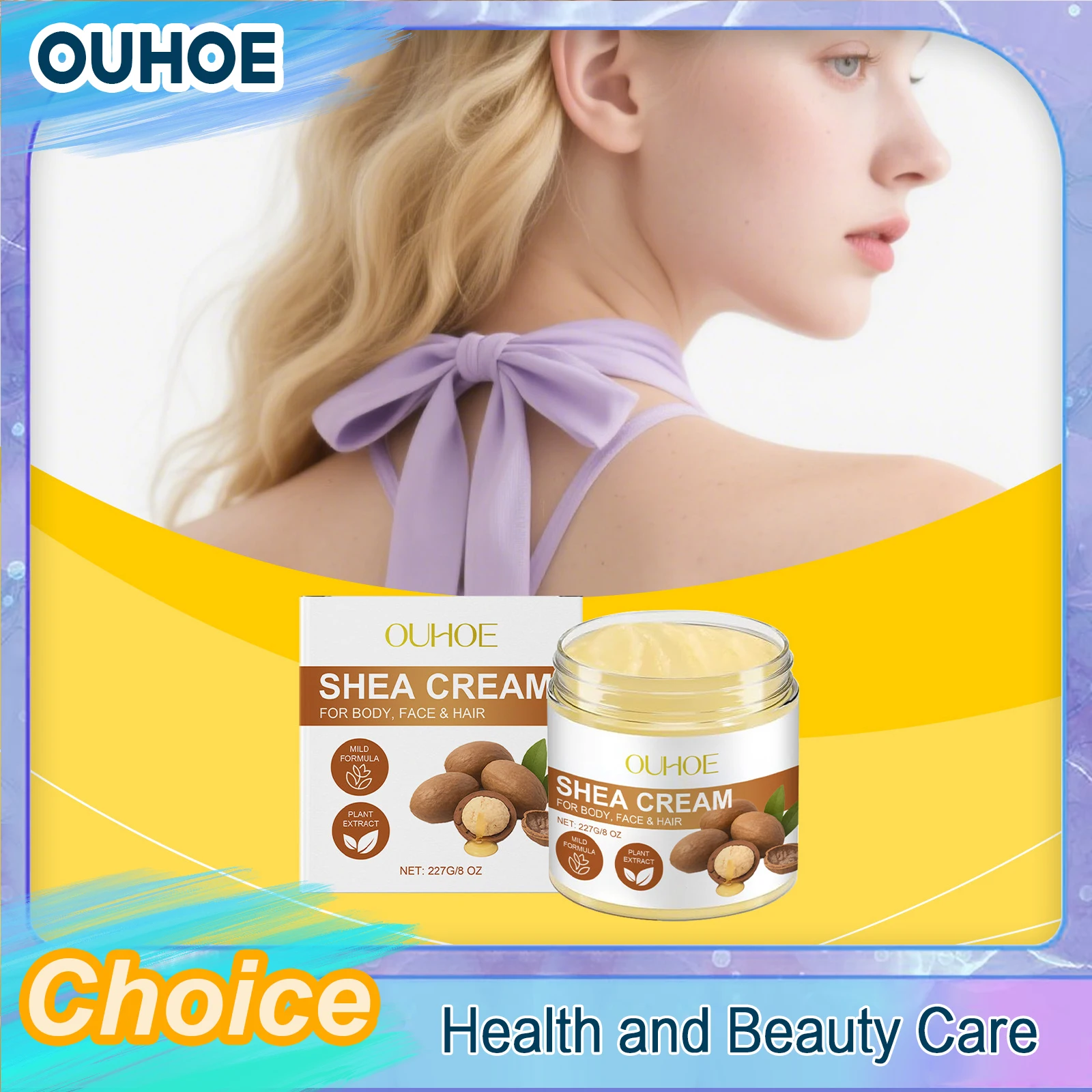 

Shea Butter Body Cream for Hair Nourishing Moisturizer Anti-Break Smooth Rough Deep Hydration Glowing Soothe Dry Skin Skin Care