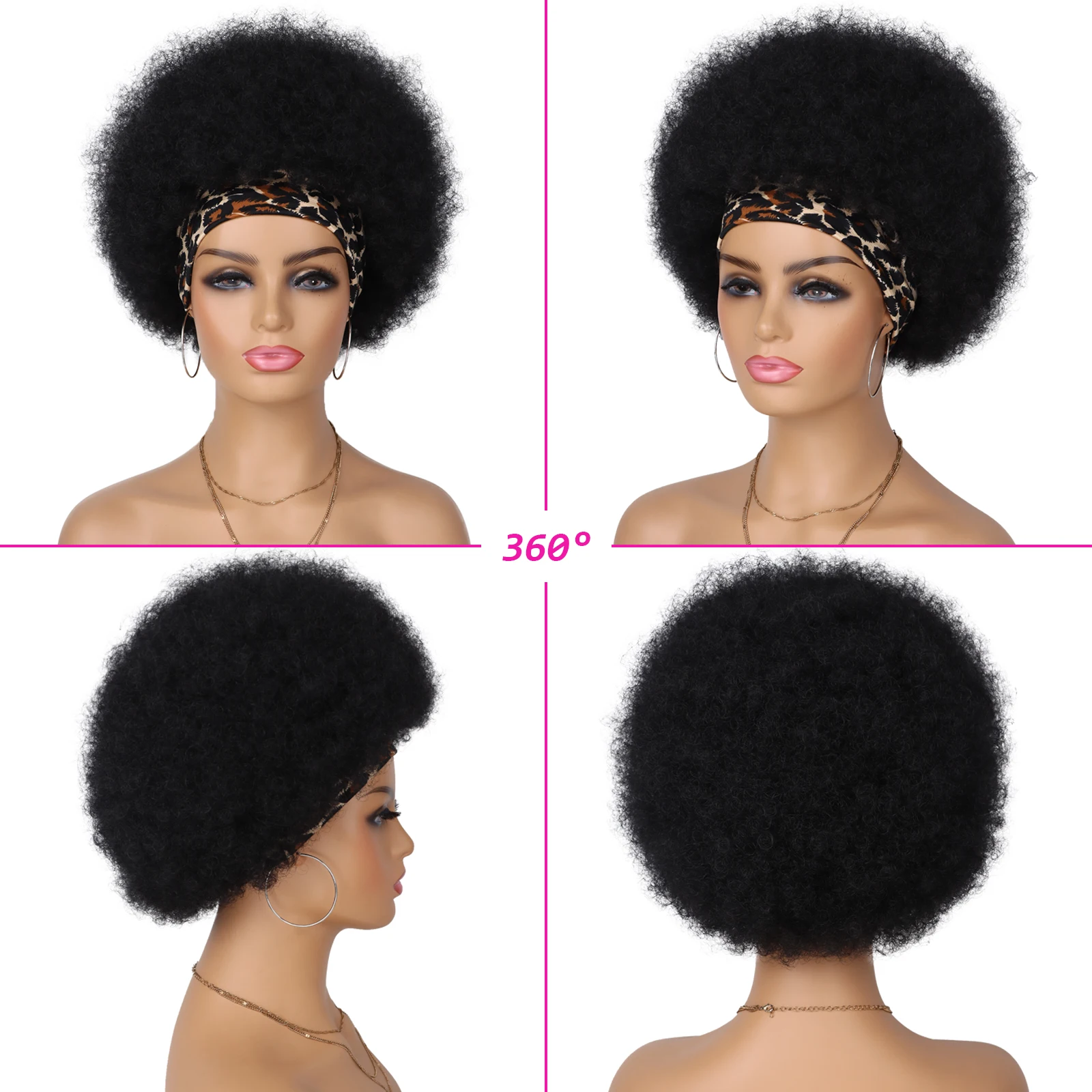 Tereshar Synthetic Short  Afro Puff Headband Wigs for Black Women 8inch Afro Puff Hair Kinky Curly Wigs for Daily Party Use