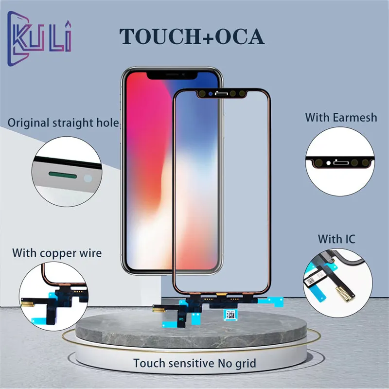 KULI Mobile Phone Repair Replacement Screen For Apple Part Glass Touch Oca IPhone X XS XR 11 12 Pro Max Panel Original Film Glue