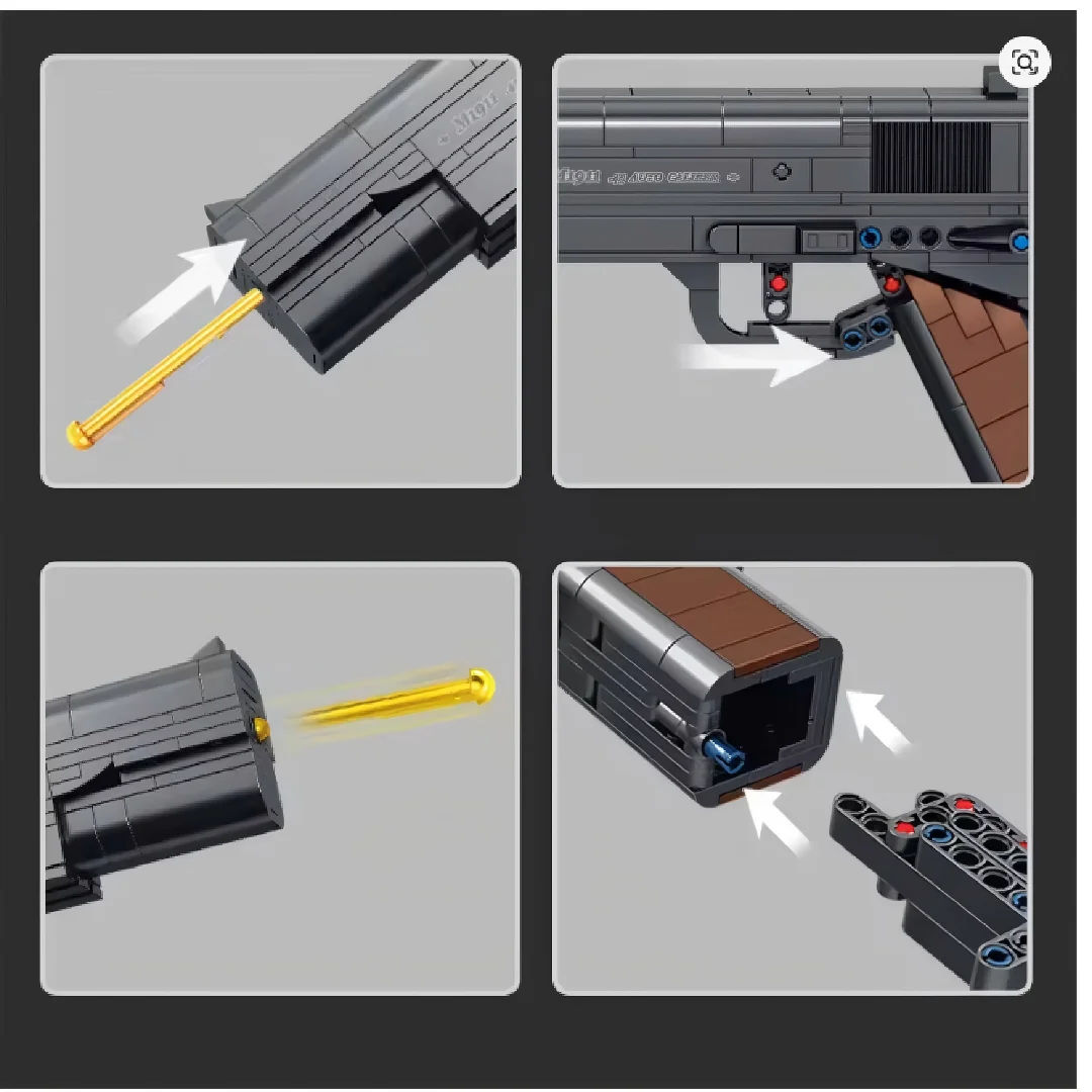 Technik デザートイーグルピストルビルディングブロック、射撃機能付き銃モデル構築キット、マシンガンミリタリービルディングセット