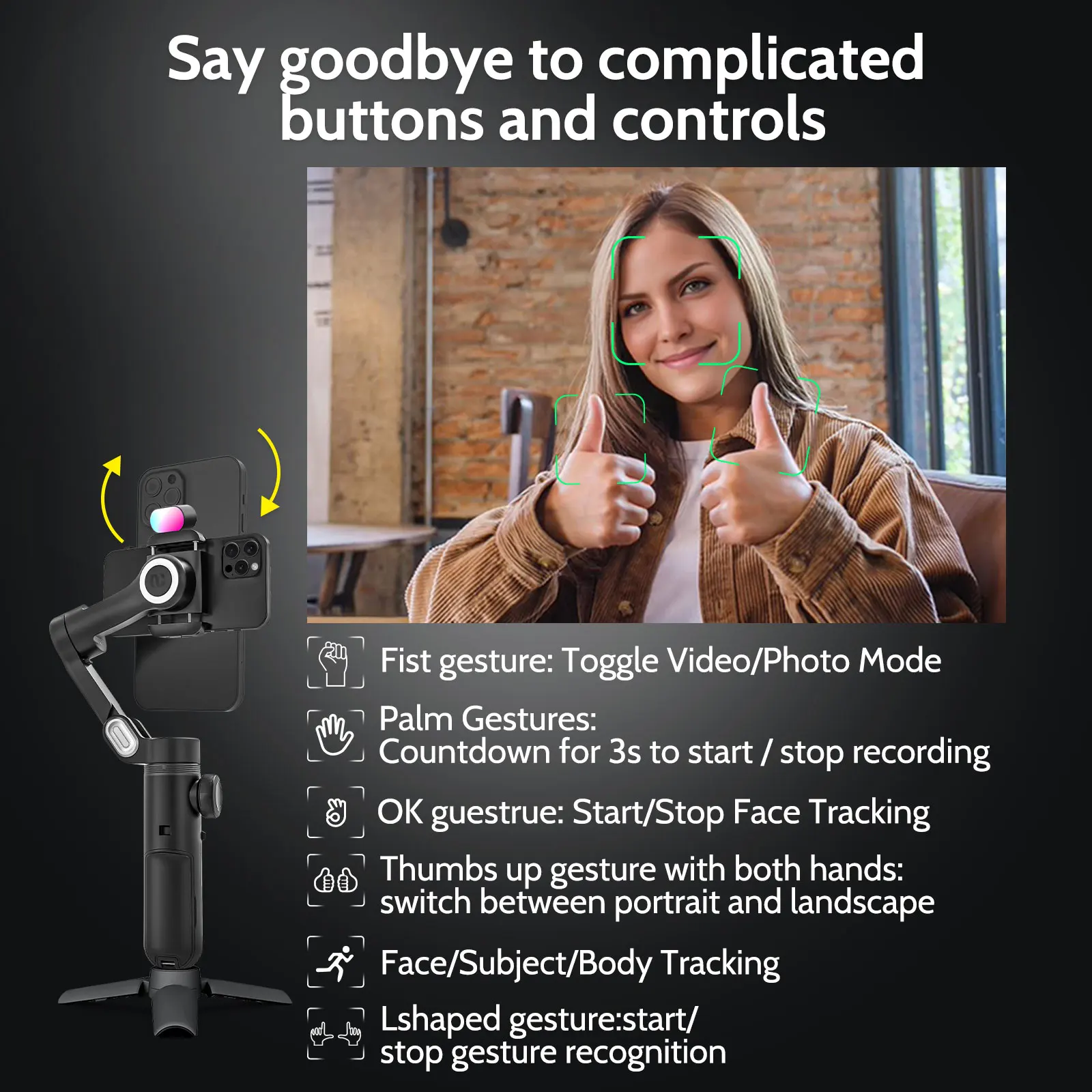 Aochuan 3 Axis Smart XPro Handheld Gimbal Stabilizer For IPhone And Android Smartphone Gimbal Stabilizer With RGB Fill Light