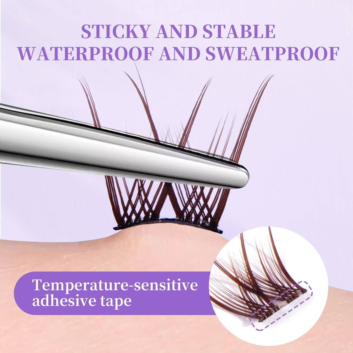 MAGEFY No Glue 36/48 رموش فردية بنية اللون 10-12 مم مطلوبة سهلة الإزالة، أدوات تجميل العين لتمديد الرموش الطبيعية