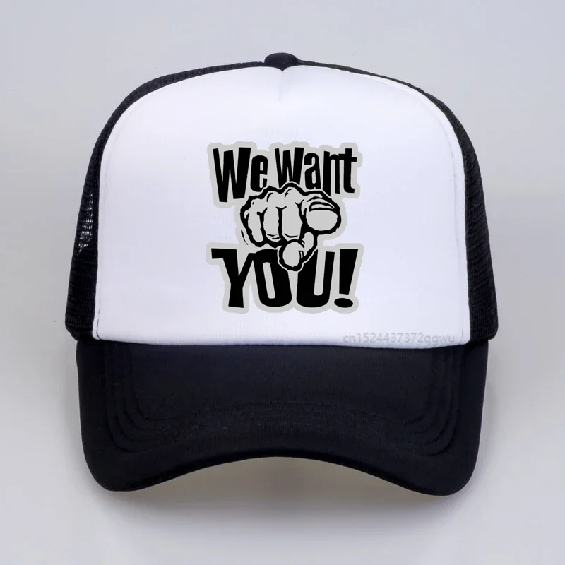 

we want you baseball cap rock band fans hat men women fashion mesh sun hats adjustable snapback caps bone