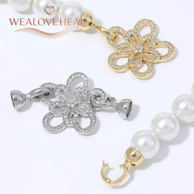 18K vergoldeter Messing-Blumenperlen-Verbinder, Mikro-Pavé-Zirkonia für DIY-Armband- und Halsketten-Schmuckherstellung. – Detail 15