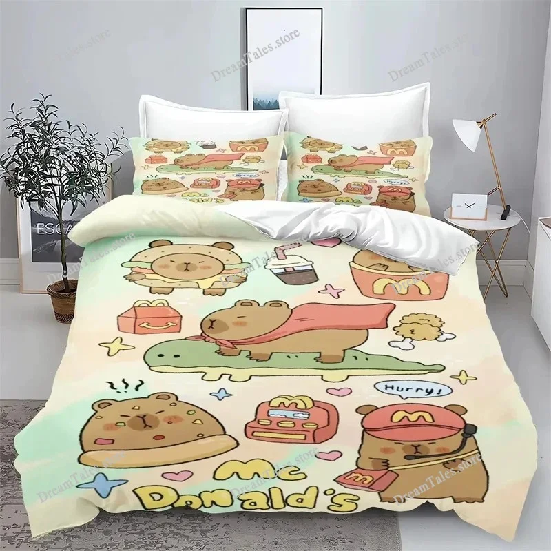 

3D Printing Capybara Cartoons Bedding Set Duvet Cover Bed Set Quilt Cover Pillowcase Comforter King Queen Size Boys Bedding741