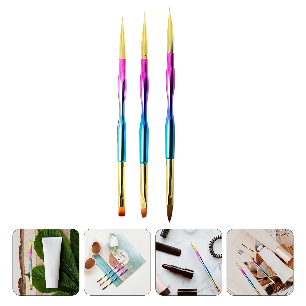 

3Pcs Nail Nail Painting Drawing Pens Brushes Copper Nylon Gel Pen Kits Painting Tools for DIY Accessories