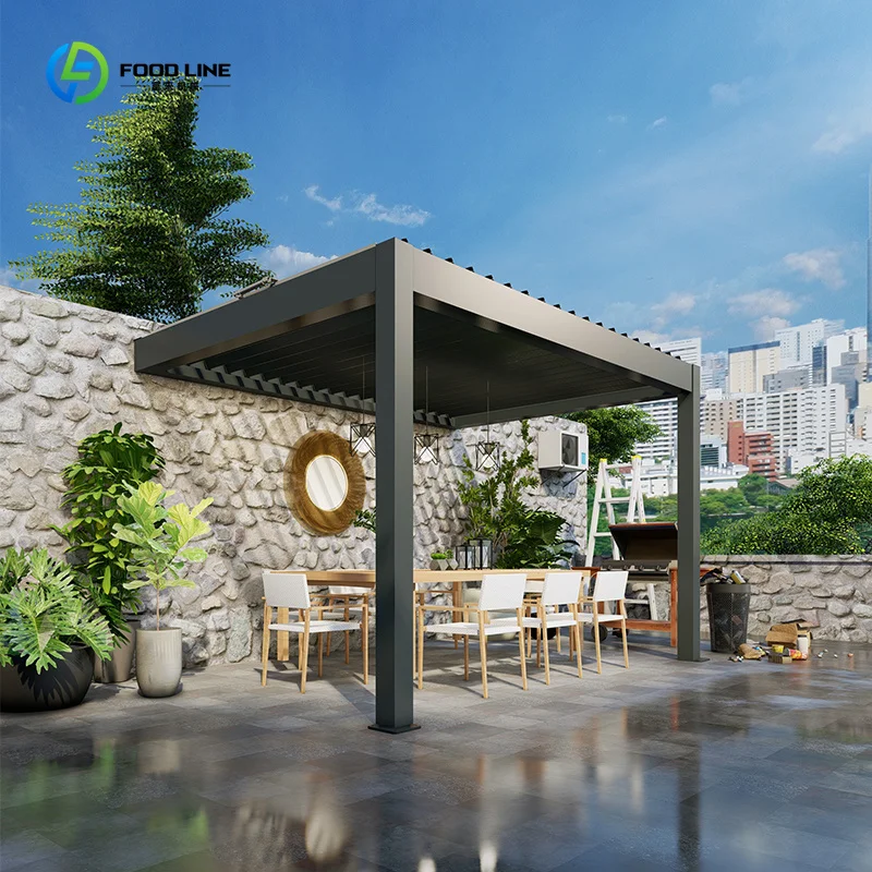White Aluminum Arched Pergola Adjustable Louvered Roof Powder Coated Frame for Garden Custom