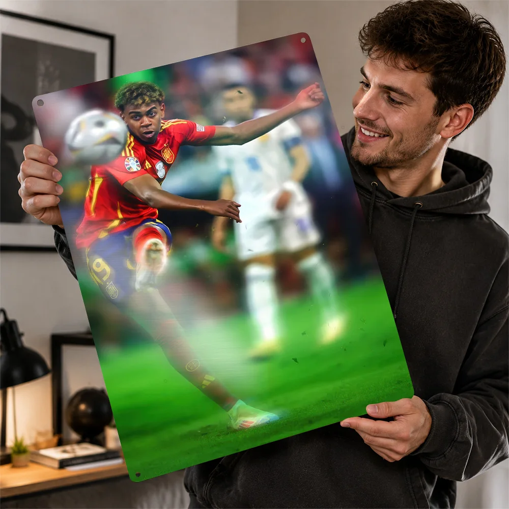 Lamine Yamal Printed Poster Personalized Aluminum Metal Sign Goal Celebration Wall Art Made For Bedrooms And Soccer Supporters