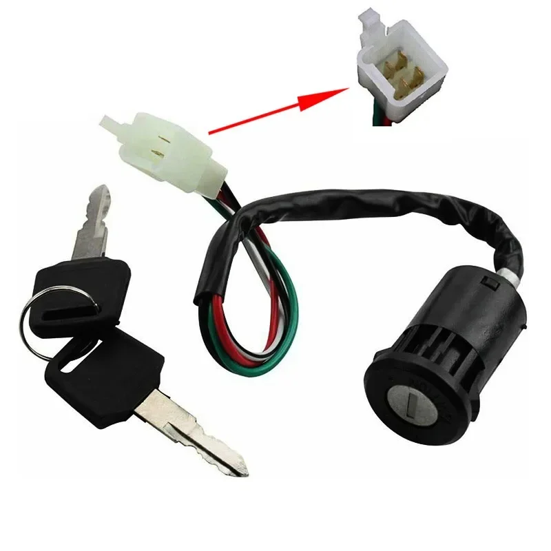 4 Wire Pin Key Ignition Switch Male Plug Ignition Switch Key Replacement for ATV Quad Dirt Bike Scooter Motorcycle