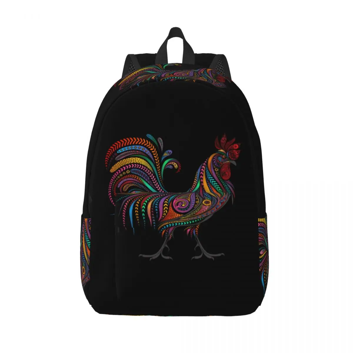 

Men Women Backpack Large Capacity School Backpack for Student Colored Texture Cock Rooster School Bag