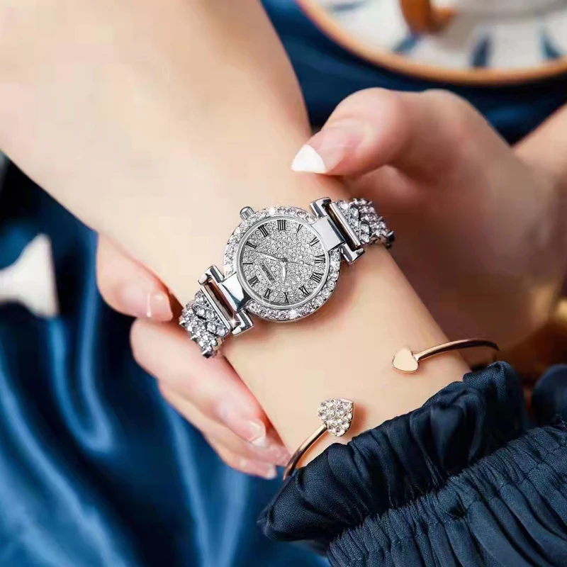 NewGenuineQuartz Stainless Steel Women'S Watch Sparkly WristwatchFashionable Quartz Watch For Female Students High-End Selection