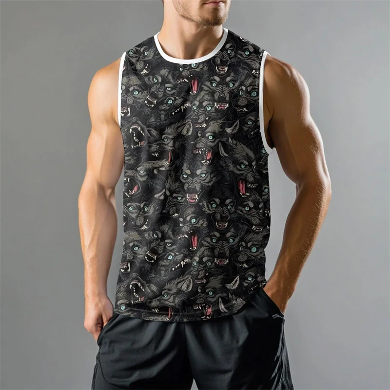 Fashion 3D Print Graphic Summer Vest For Men Casual Street Graphic Loose Sleeveless Tee Gym Fitness
