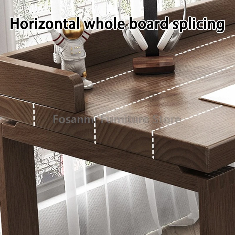 Rustic Walnut Solid Wood Table Chair Set Work Study Gaming Computer Desk and Chairs Simple Home Office Furniture Desk with Chair