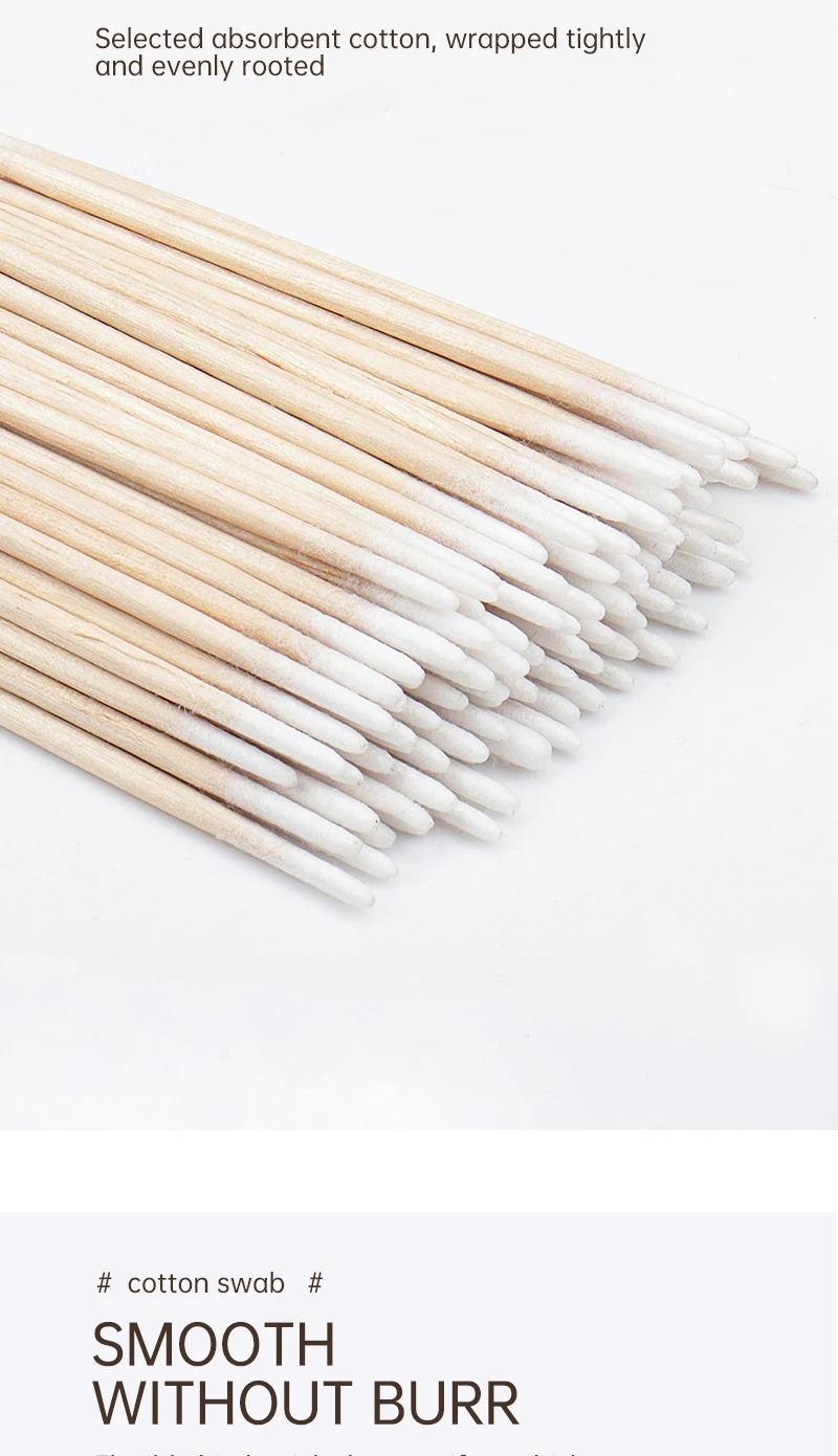 100/300 Stück Einweg-Doppelend-ultrakleine Wattestäbchenbürste, fusselfrei, Mikro-Holz-Make-up-Pinsel, Werkzeuge zum Entfernen von Wimpernkleber – Detail 4