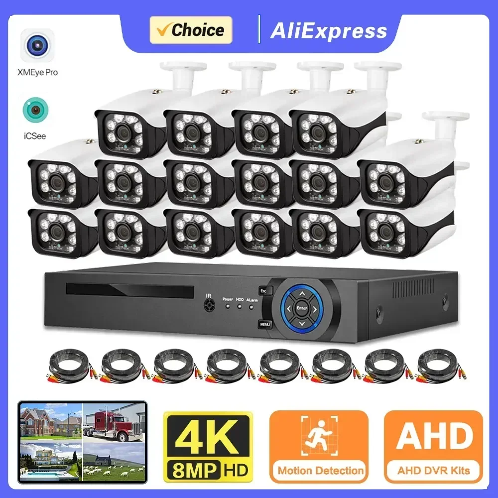 

Face Detection Analog CCTV Security Camera System Set 16CH 4K DVR Kit Night Vision AHD Camera Video Surveillance System Kit 8CH