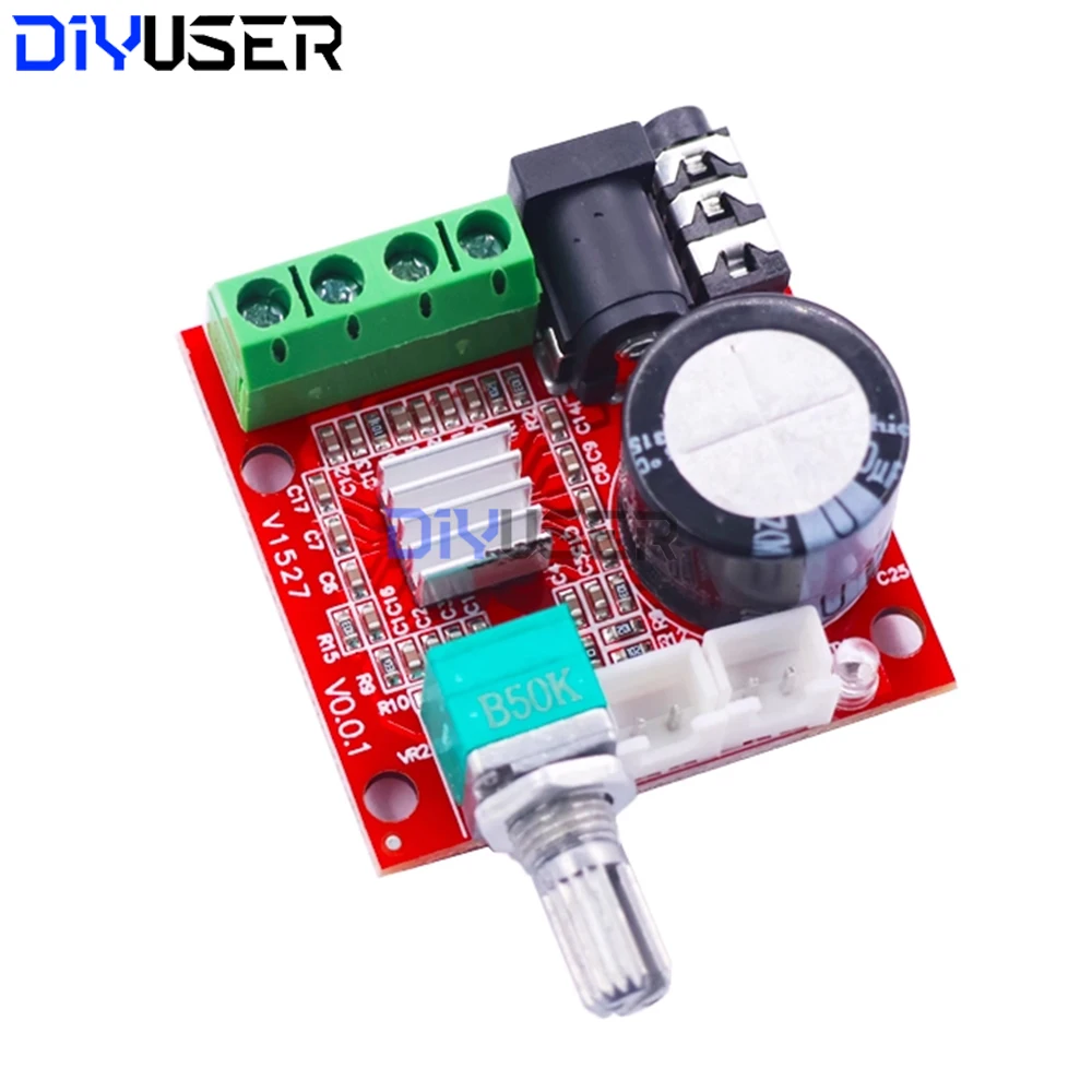 12V Mini Class D Amplifier Board PAM8610 2x7W RMS Stereo Power Audio Amp for Car Home PC Speaker