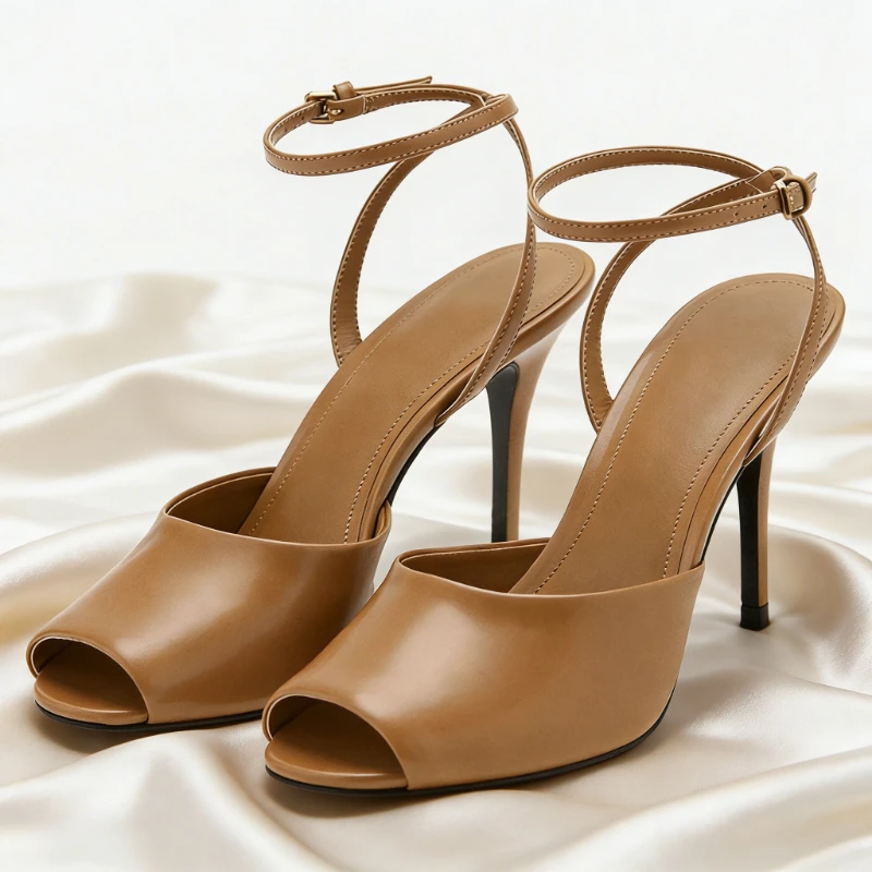 

Elegant Peep Toe Women's Sandals Summer 2026 Retro Party Dress Shoes Ankle-Strap Designer Shoes Pumps Brand Sexy Woman Heels