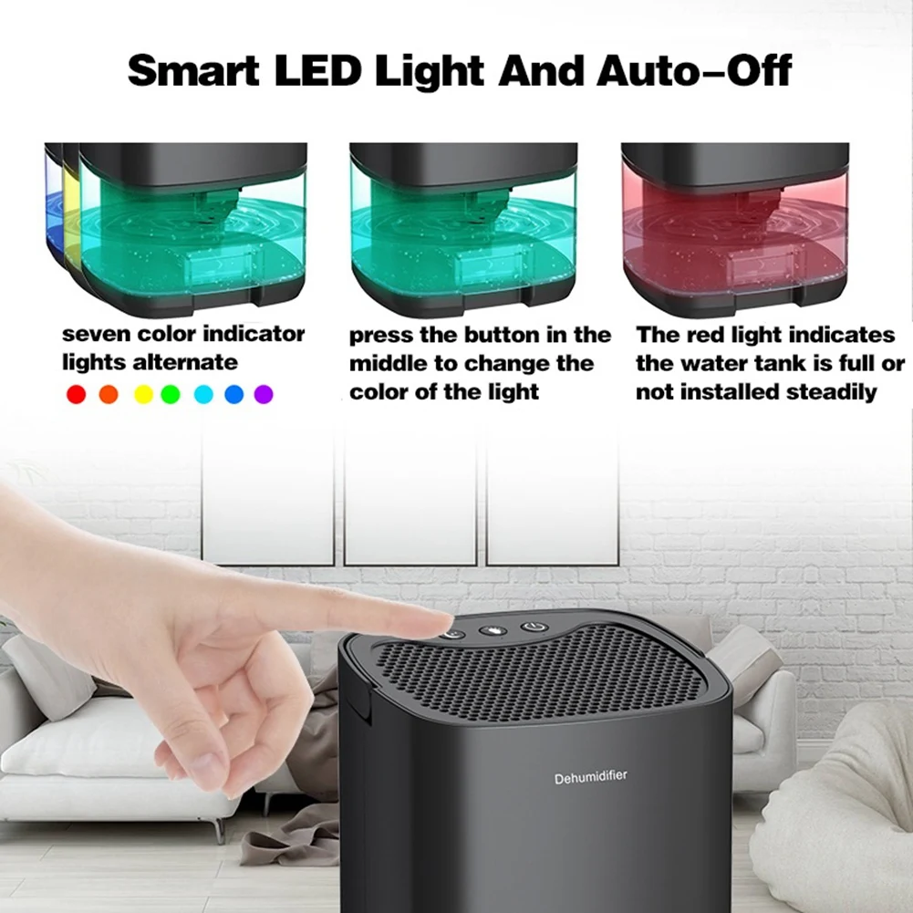 Deshumidificador y purificador de aire 2 en 1 para el hogar, habitación, cocina, absorbentes de humedad silenciosos, secador de aire, enchufe negro de la UE