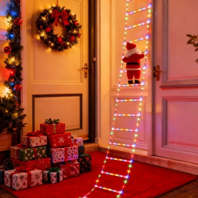 3M Climbing Santa Ladder Christmas Lights, 10 Ft Warm White LED, for Indoor Outdoor Wall Xmas Holiday Party Home Decorations