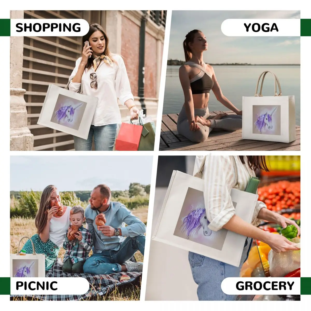 Lilac Dreaming Unicorn Tote Bag canvas tote bags tote bags aesthetic shopping bags foldable