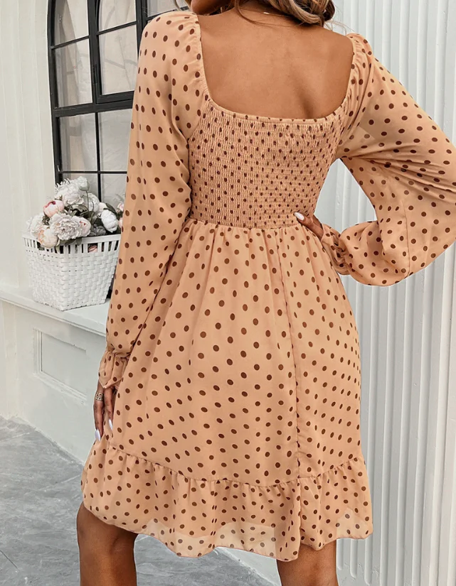 فساتين أنيقة مثيرة للنساء فستان كاجوال منقط موضة جديدة 2025 ملابس نسائية صيفية