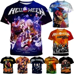 New Popular Rock Helloween Band Print T-Shirts 3D Men Women Fashion Oversized Short Sleeve Tee Shirt Summer Kid Y2k Top Clothing