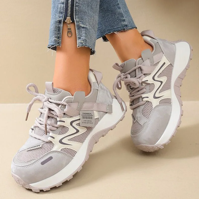 

Удобные дышащие кроссовки из сетки для женщин, модные разноцветные кроссовки на шнуровке, женские кроссовки на весну и осень, нескользящие кроссовки для бега Mujer