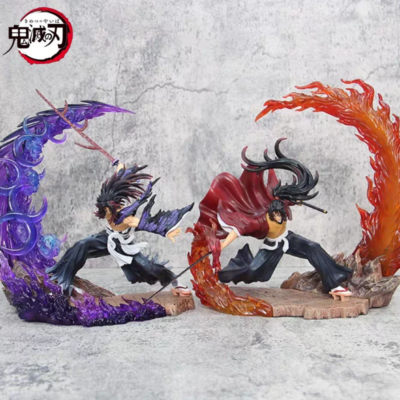 

Demon Slayer Action Figure Anime Tsugikuni Yoriichi Kokushibou Figuras Toys 23cm Gk Statue Pvc Model With Light Ornaments Gift