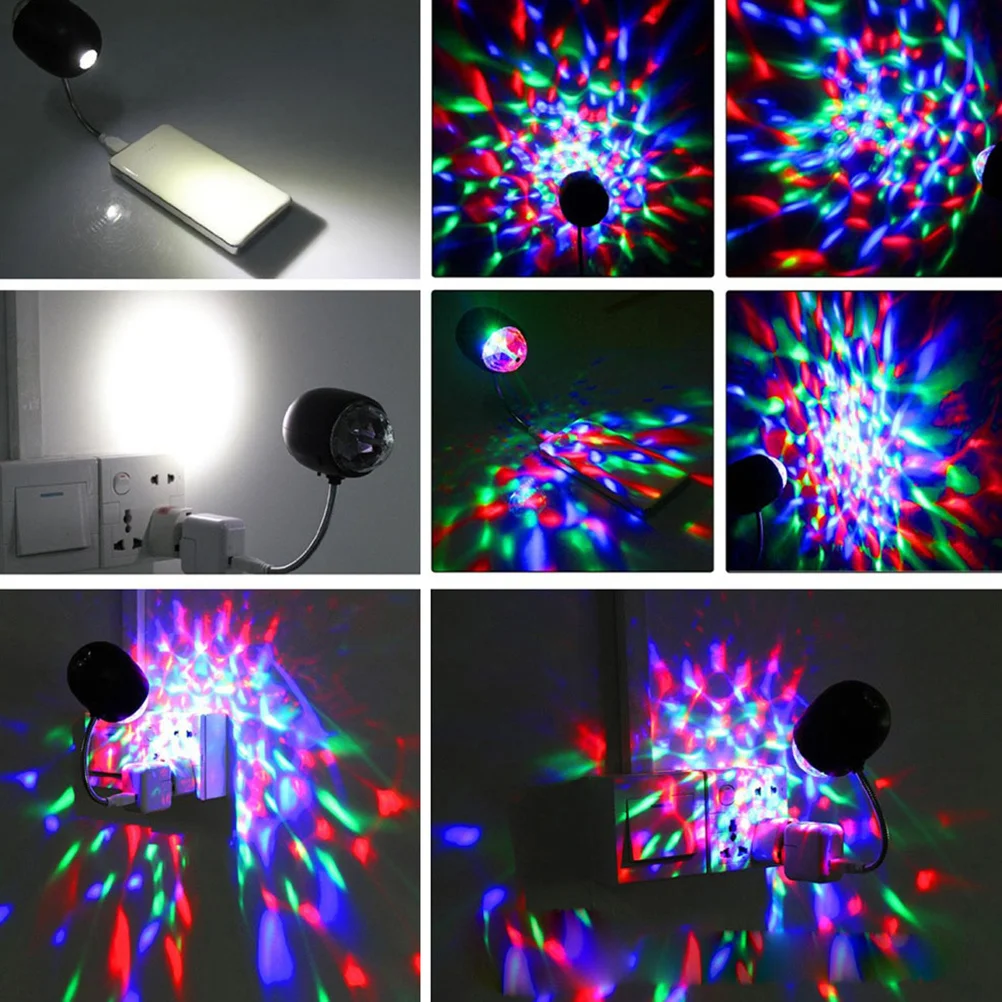 

1 шт., мини-креативный диско-шар, сценический светильник, черный, маленький, портативный, гибкий USB-удлинитель, украшение для вечеринки, домашнего бара