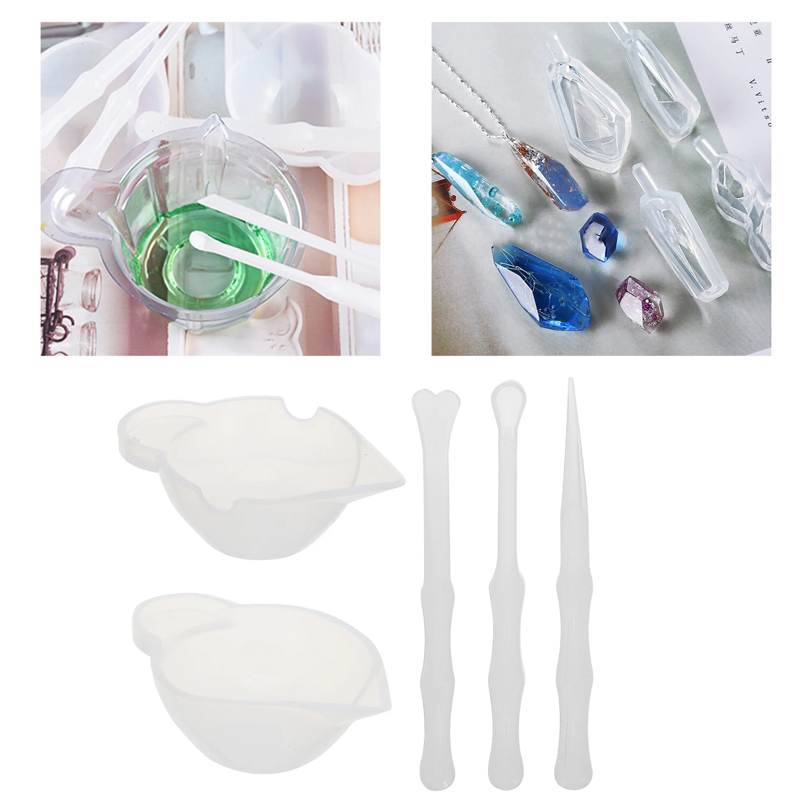 

1 Set Of Silicone Mixing Cups Stirring Sticks Diy Epoxy Tools Durable Heat Resistant Bpa Free Craft Kit Measurement Markings