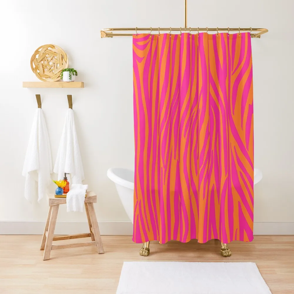 

Pink and Orange Zebra Stripes Shower Curtain For The Bathroom Bathroom Accessories Shower Bath Curtain