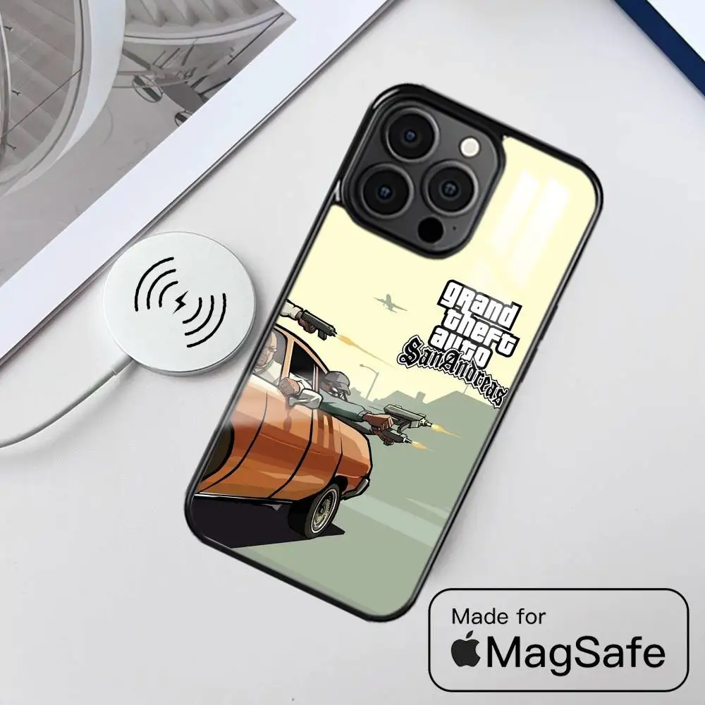 حافظة هاتف G-GTA 6 Vice City MagSafe مغناطيسية لهاتف iPhone 16 15 14 13 12 11 Pro Plus Max شاحن لاسلكي صغير Funda #1