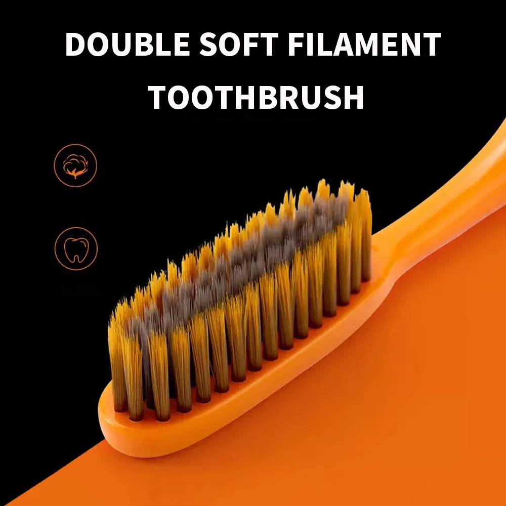 6 cepillos de dientes de lujo con luz naranja de alta calidad, limpieza profunda, cuidado bucal, herramientas de limpieza de dientes de pelo suave para adultos, vida diaria, también en el hogar