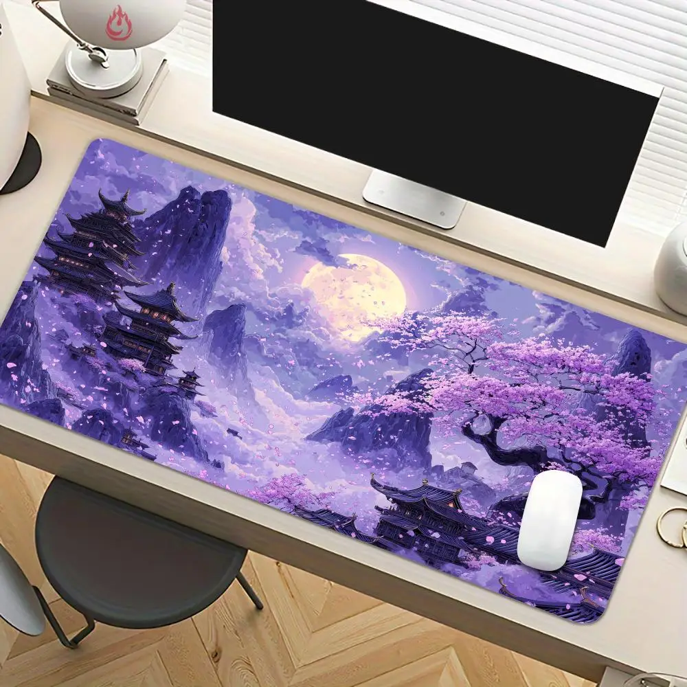 Romantic cherry blossom scenery Mouse Pad Desk Mat Large Computer Office Carpet Mousepad Gamer Gaming Accessories Keyboard Rug