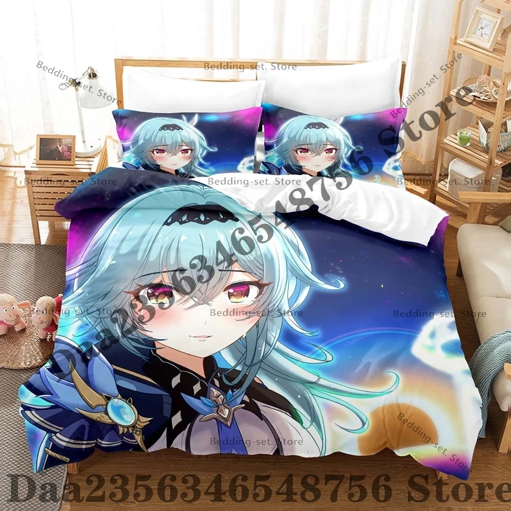 

Personality Genshin Impact Eula Anime Bedding Set New 3D Print Duvet Cover Pillowcase Soft Microfiber Single Twin Queen King Siz
