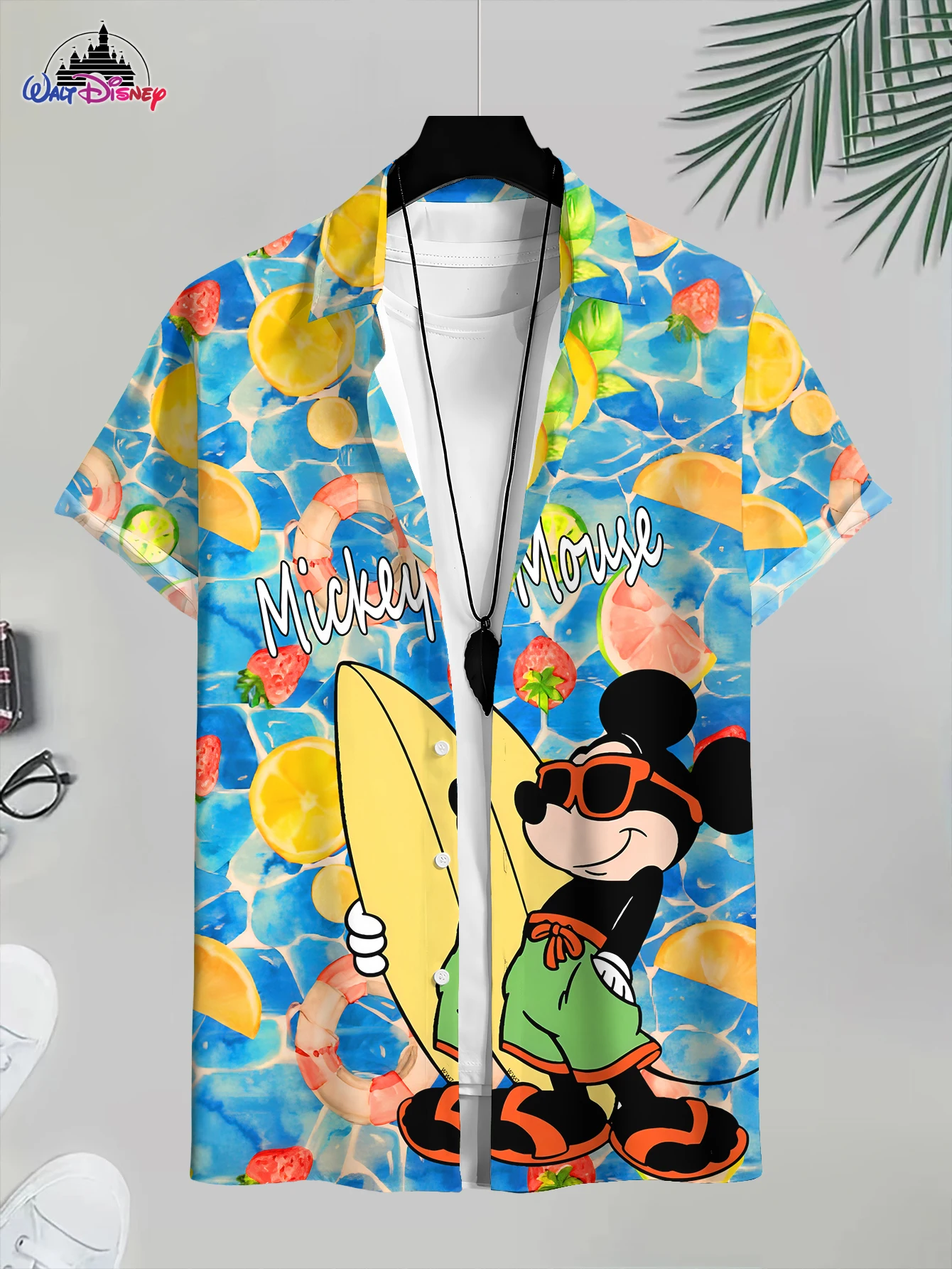 Fashion Casual Men's 3D Print Mickey Mouse Shirt: Summer Surf Graphic Hawaiian Button - Down