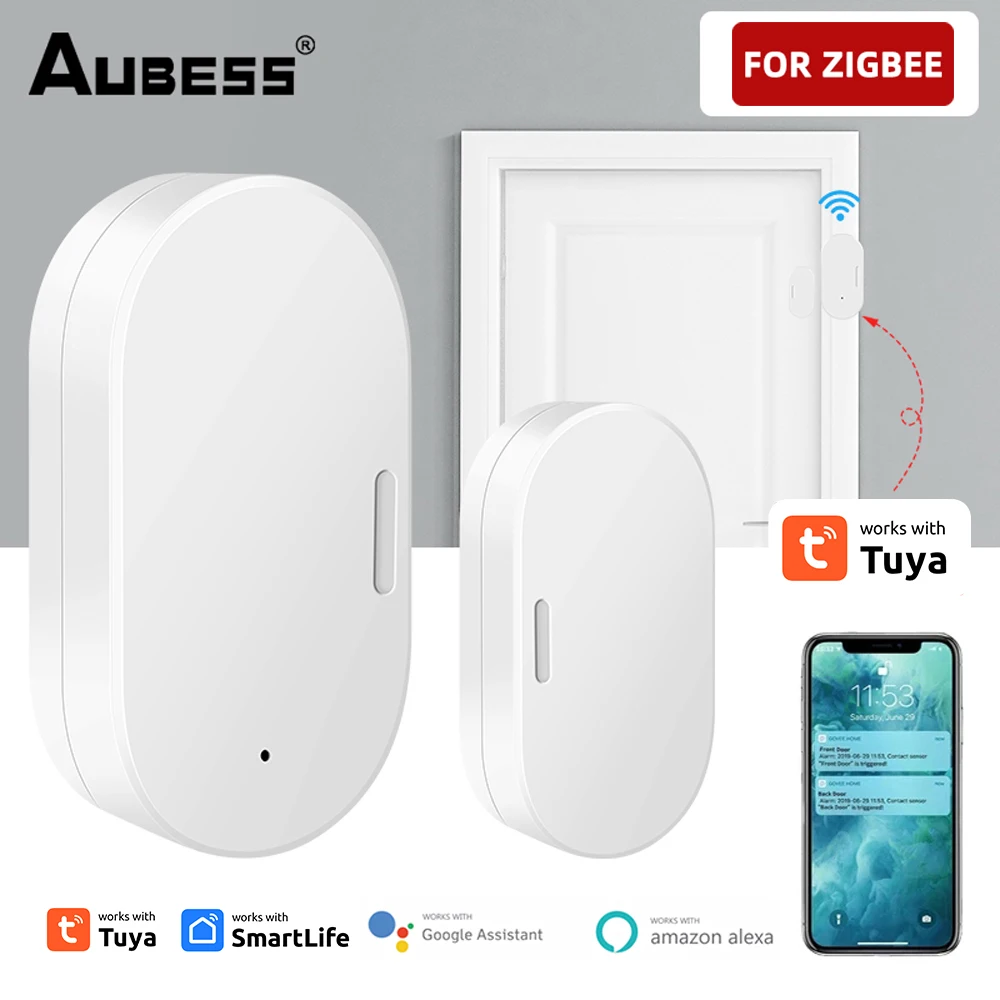 Tuya Zigbee 3.0 Smart Door Window Sensor Door Open/Closed Detector Security Protection Smart Life APP Control Via Alexa Google