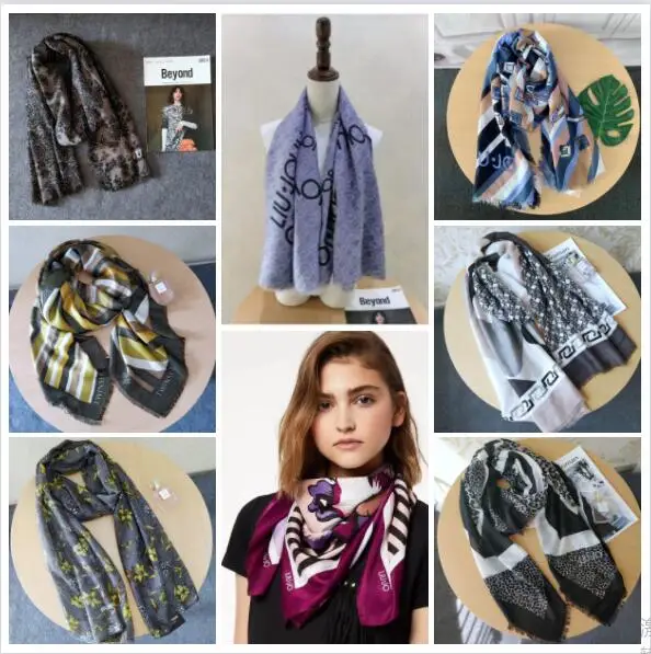 Foreign trade Italy women's scarf fashion brand printed letter shawl neck warm shade dual temperament square trend scarve