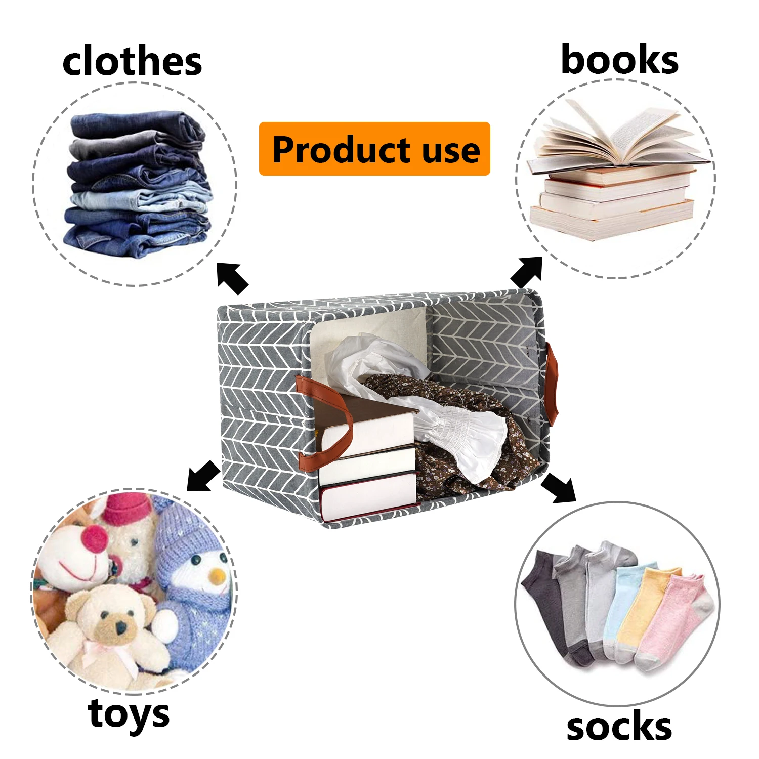 Large Capacity Folding Storage Basket Toys Clothes Organizer Leather Handles Laundry Hampe